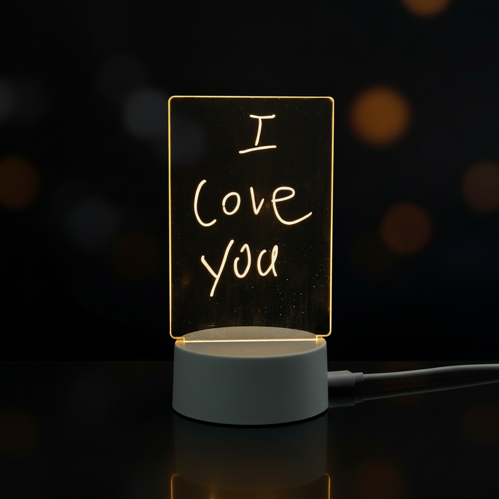 LED Acrylic Message Board Night Light — USB Glow Lamp with Erasable Writing
